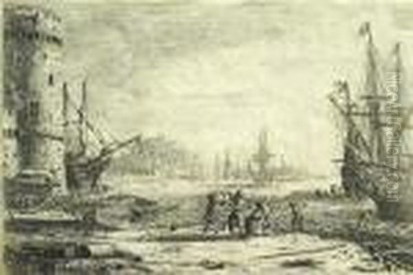 Le Pont De Mer A La Grosse Tour Oil Painting by Claude Lorrain (Claude Gellee)