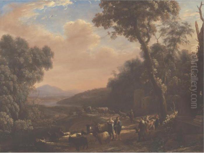 Pastoral Landscape With Huntsmen Oil Painting by Claude Lorrain (Claude Gellee)