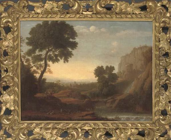 An Italianate River Landscape With Figures Resting Oil Painting by Claude Lorrain (Claude Gellee)