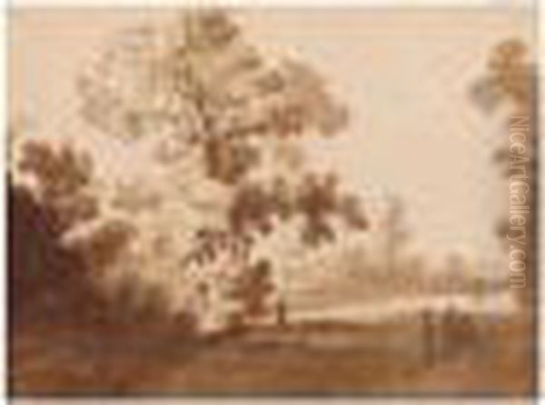 Path Through A Wooded Landscape With Figures And Animals Oil Painting by Claude Lorrain (Claude Gellee)