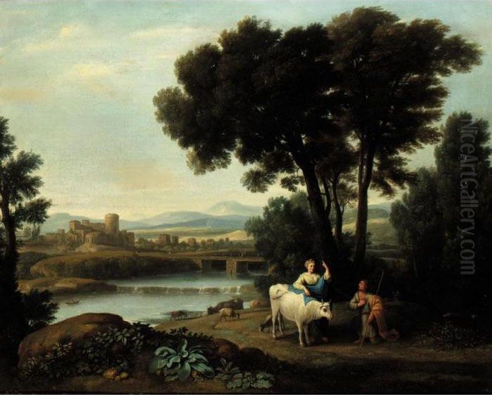 A Landscape With Juno Putting Io Under The Care Of Argus Oil Painting by Claude Lorrain (Claude Gellee)