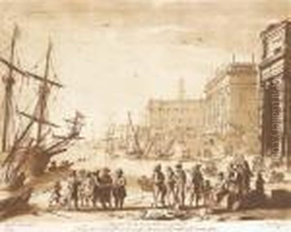 Paysages Animes Et Scenes De Port Oil Painting by Claude Lorrain (Claude Gellee)