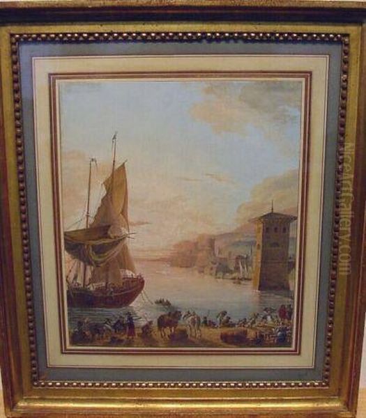 Busy Harbor At Sunset Oil Painting by Claude Lorrain (Claude Gellee)