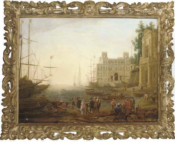 A Capriccio Of A Mediterrean Port With The Villa Medici Oil Painting by Claude Lorrain (Claude Gellee)