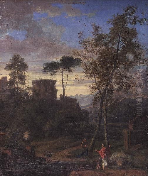 A Classical Landscape With Figures Oil Painting by Claude Lorrain (Claude Gellee)