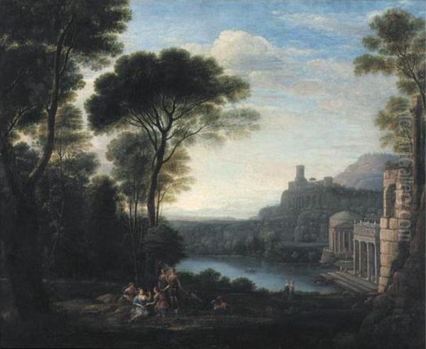 A Classical Landscape With The Nymph Egeria Mourning Over Numa Oil Painting by Claude Lorrain (Claude Gellee)