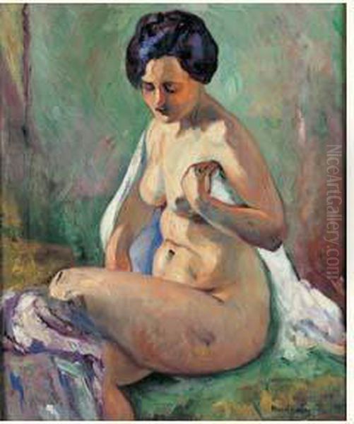 Nu Assis, Jeanne Oil Painting by Henri Charles Manguin