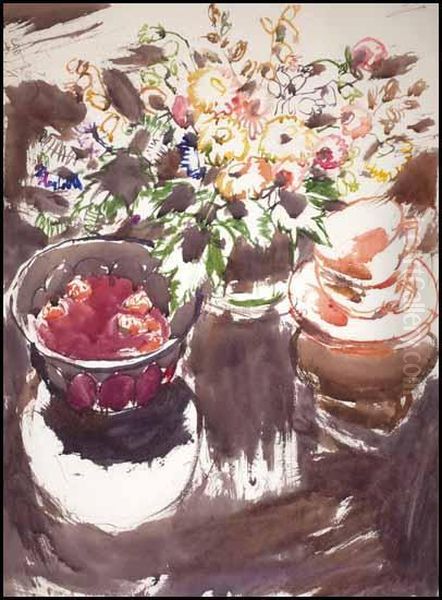 Strawberries Oil Painting by David Brown Milne