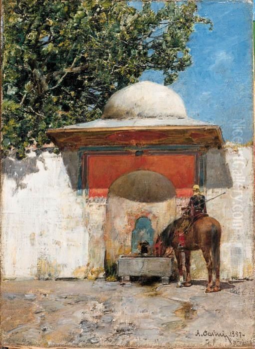 L'abbeveraggio Oil Painting by Alberto Pasini