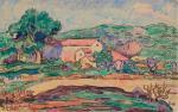 La Ferme Sur La Route De La Verrerie Oil Painting by Jean Misceslas Peske