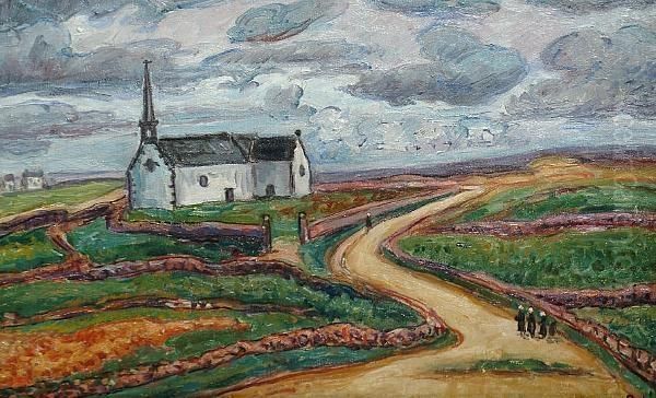 La Chapelle Le Portivy Oil Painting by Jean Misceslas Peske