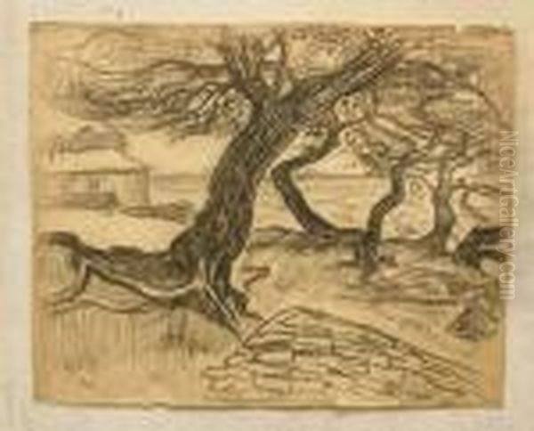 Paysage Aux Arbres Oil Painting by Jean Misceslas Peske