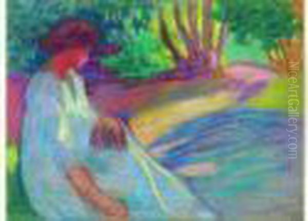 Maternite A La Campagne Oil Painting by Jean Misceslas Peske