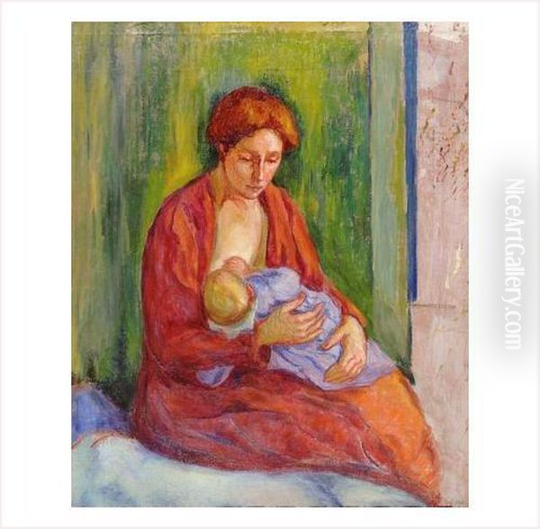 Maternite Oil Painting by Jean Misceslas Peske