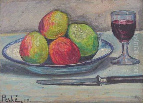Nature Morte Aux Pommes Oil Painting by Jean Misceslas Peske