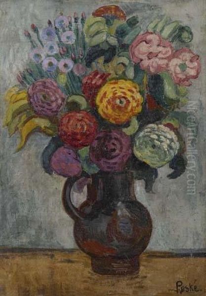 Bouquet De Fleurs. Oil Painting by Jean Misceslas Peske