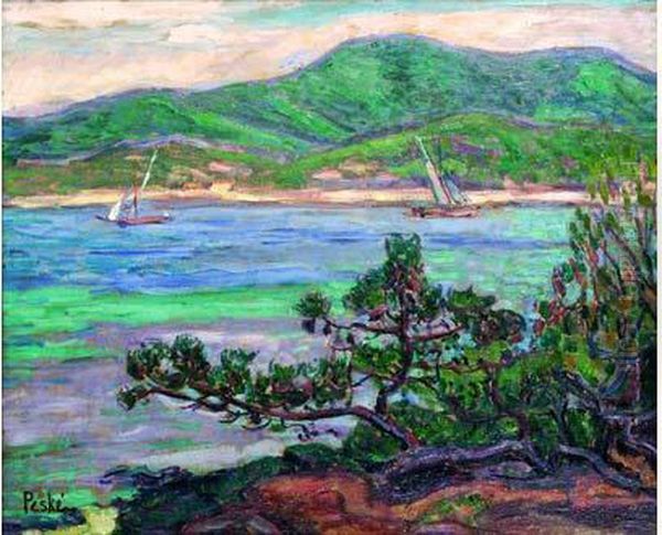 Mediterranee, Voiles Blanches Oil Painting by Jean Misceslas Peske