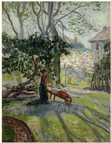 Femme A La Brouette Oil Painting by Jean Misceslas Peske