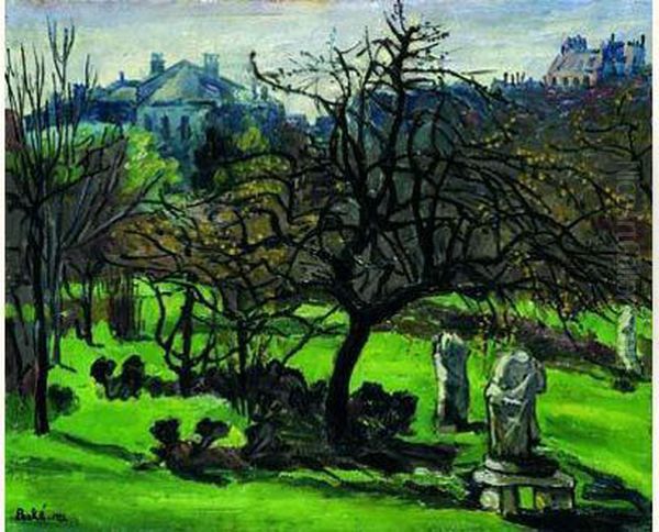 Statue Antique Dans Un Jardin Oil Painting by Jean Misceslas Peske