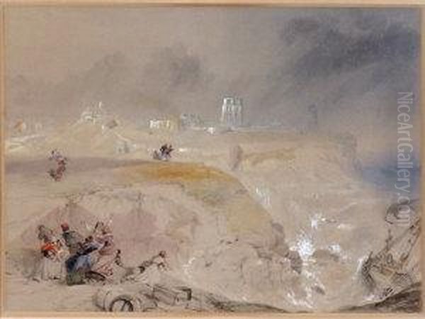 The Wreck Of The Betsy Cains On The Rocks At Battery Point, Tynemouth. Oil Painting by Thomas Miles Richardson