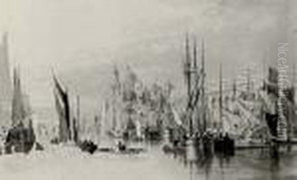 An Album Of Watercolours And 
Drawings, The Majority Landscape And Maritime Subjects Including: The 
Grand Canal, Venice, Crowded With Boats (illustrated); Cockermouth 
Castle; Colwith Force, Westmoreland; Byewell; At Deepdale, Vale Of Dent;
 Cottages Oil Painting by Thomas Miles Richardson