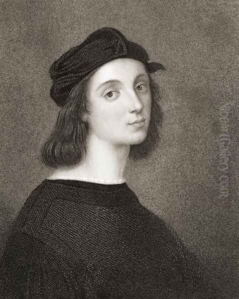 Raphael Raffaello Sanzio of Urbino 1483-1520 from Gallery of Portraits, published in 1833 Oil Painting by Raphael