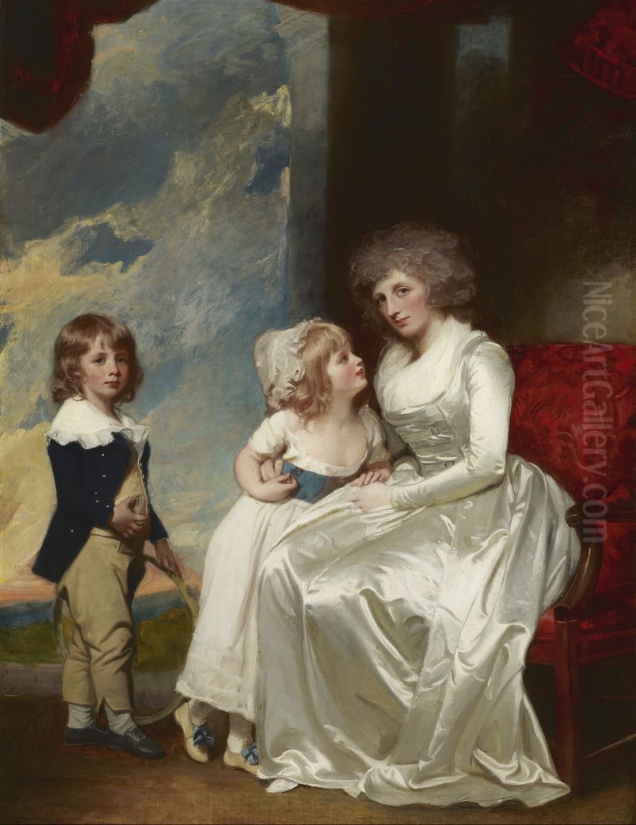 Henrietta, Countess Of Warwick, And Her Children Oil Painting by George Romney