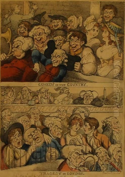 Comedy In The Country, 
Tragedy In London Oil Painting by Thomas Rowlandson