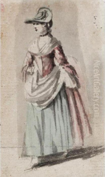 Figure Of A Lady Oil Painting by Paul Sandby