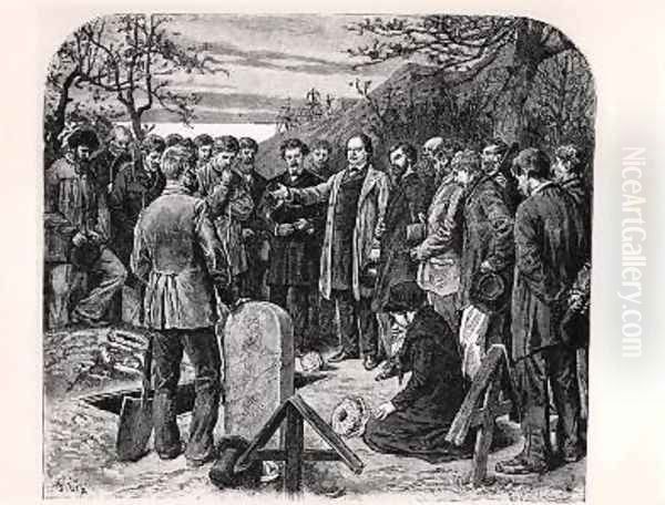 Victor Hugo 1802-85 in Guernsey delivering the funeral oration of a companion in exile Oil Painting by Frederic-Theodore Lix