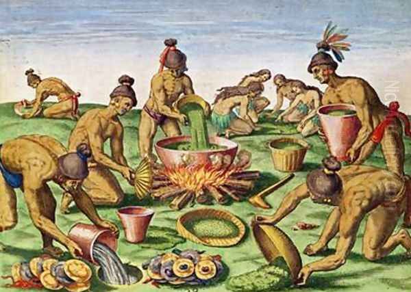 Preparations for a Feast Oil Painting by Jacques le Moyne de Morgues