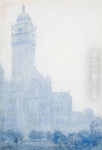 Imperial Institute And Imperial War Museum Building, Evening London Oil Painting by Arthur Streeton