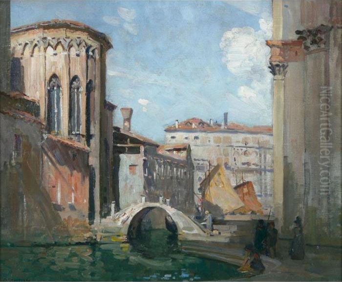 San Gregorio And The Rio Della Salute Oil Painting by Arthur Streeton
