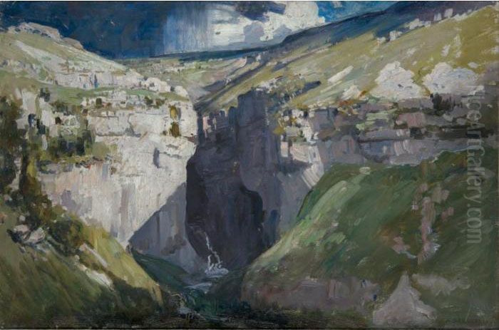 Goredale Scar (sunny) Oil Painting by Arthur Streeton