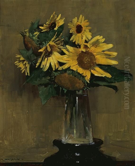 Sunflowers Oil Painting by Arthur Streeton