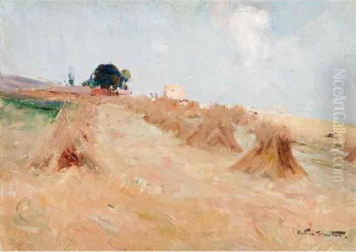 Hayfield, Kent Oil Painting by Arthur Streeton