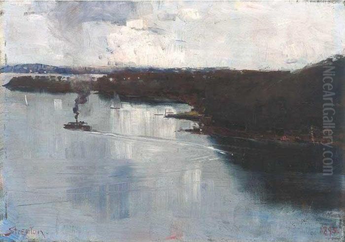 Sydney Harbour Oil Painting by Arthur Streeton