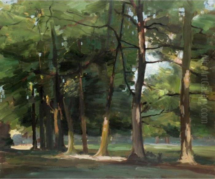 Cedars At Combe Bank, Near Sevenoaks, Kent Oil Painting by Arthur Streeton