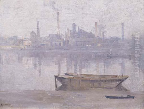 The Thames At Battersea Oil Painting by Arthur Streeton