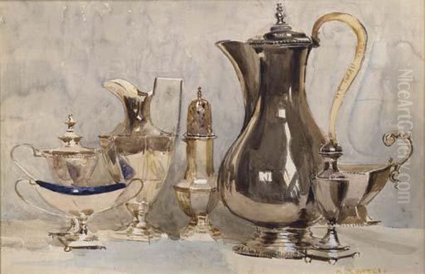 Still Life, Georgian Silver Oil Painting by Arthur Streeton