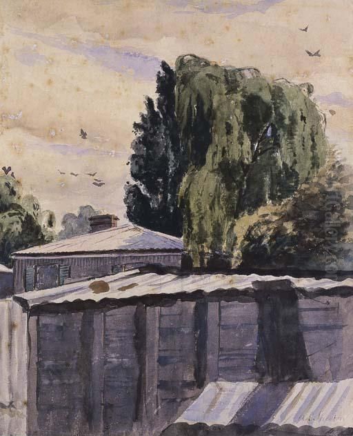 Sunday At Home, (streeton Home) Oil Painting by Arthur Streeton