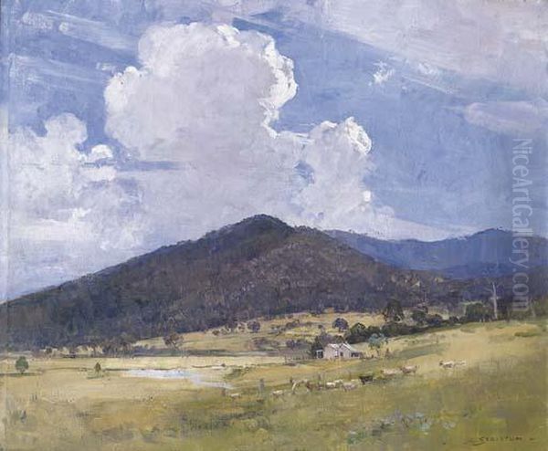 Hills And Clouds Oil Painting by Arthur Streeton