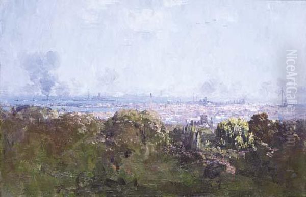 The Arrival Of The British Fleet Oil Painting by Arthur Streeton