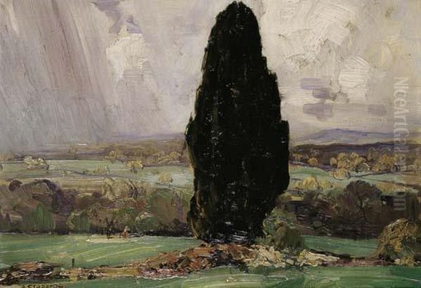 A View From Tanhurst, Leith Hill Surrey Oil Painting by Arthur Streeton