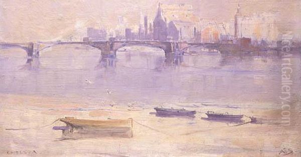 Chelsea (on The Thames) Oil Painting by Arthur Streeton