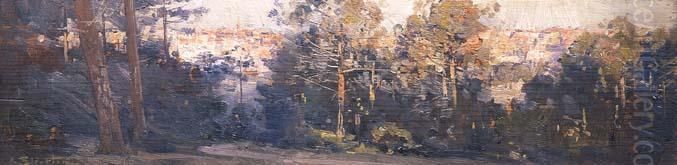 Red Roofs Of Mosman Oil Painting by Arthur Streeton