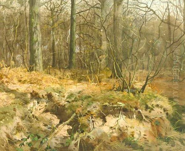 Woodland Cover, Signed And Dated
 Athorburn April 1885 Bottom Left, Watercolour And Bodycolour, 43cmby 
53cm Oil Painting by Archibald Thorburn