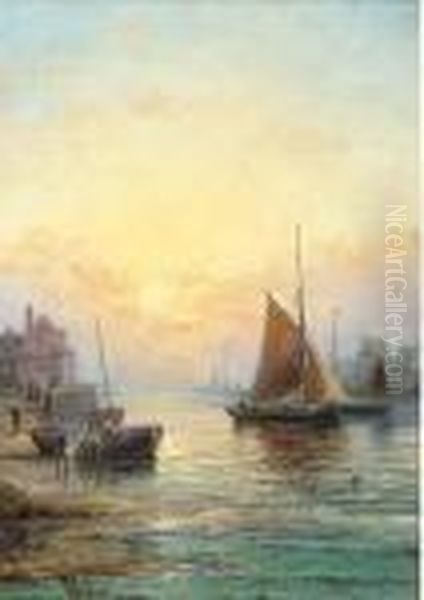 Sunset, Essex Coast Oil Painting by William A. Thornley or Thornbery