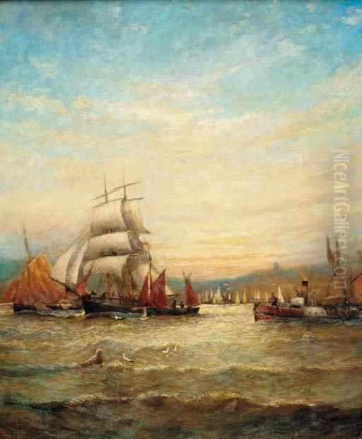 Running Out Of Harbour Oil Painting by William A. Thornley or Thornbery