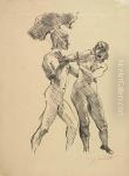 Frau Und Krieger Oil Painting by Lovis (Franz Heinrich Louis) Corinth